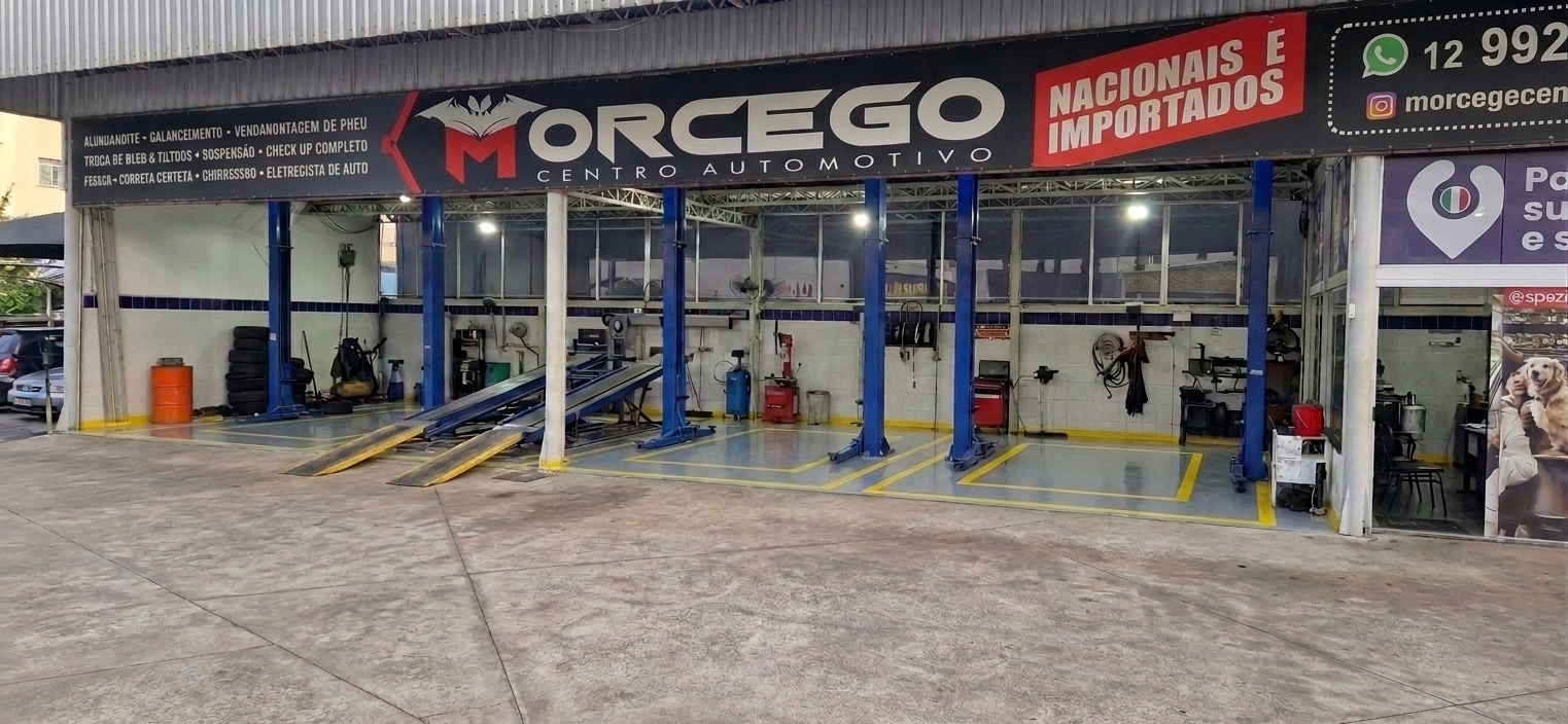 Fachada e área de atendimento do Morcego Centro Automotivo